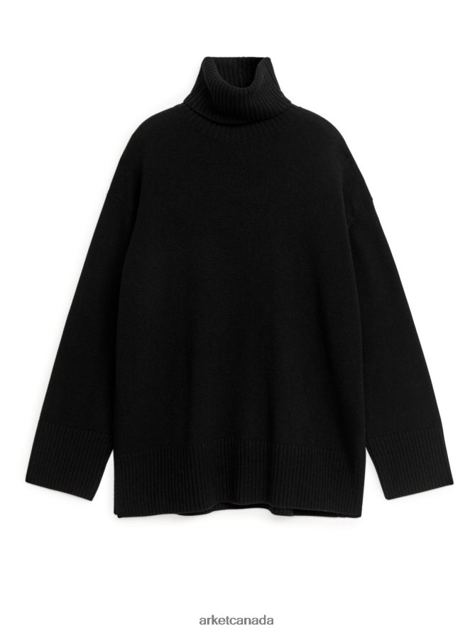 ARKET Clothing 4L826J439 Black Oversized Cashmere Roll-Neck Jumper Women