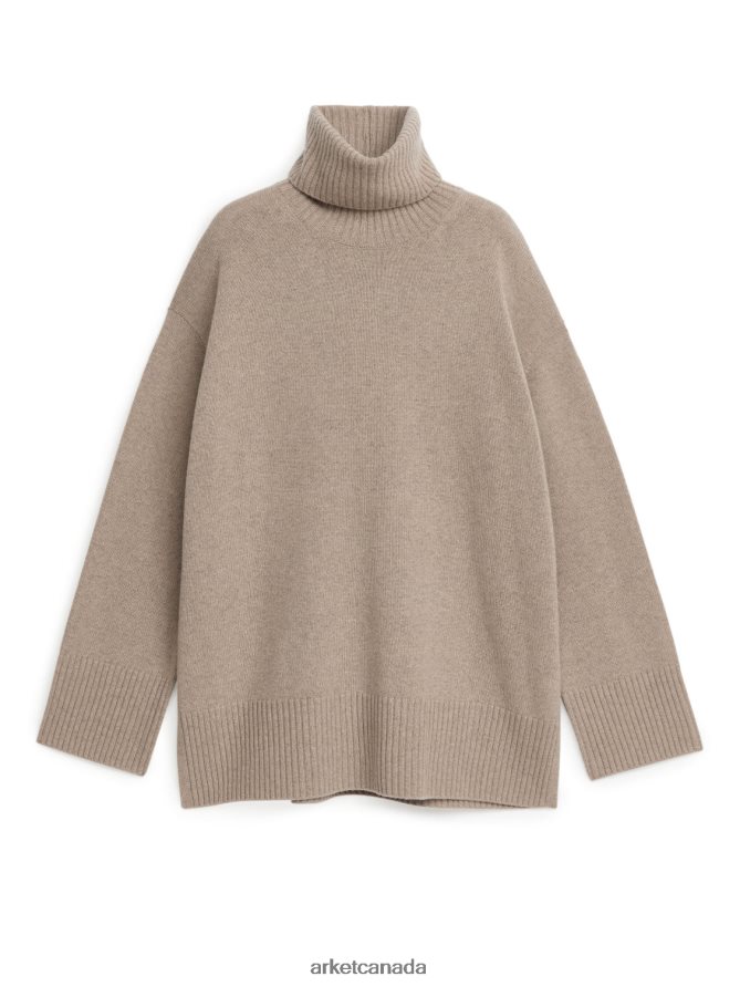 ARKET Clothing 4L826J442 Oat Melange Oversized Cashmere Roll-Neck Jumper Women