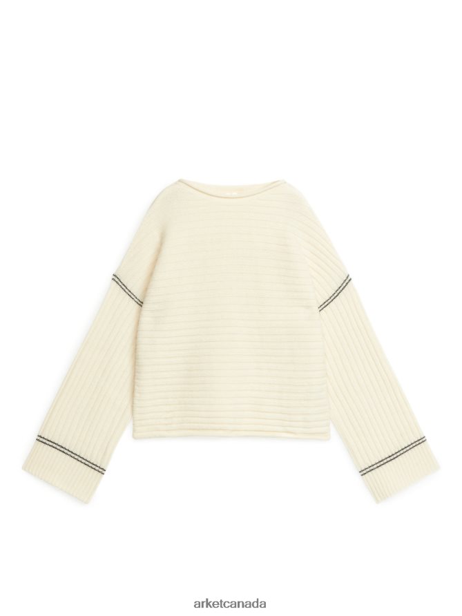 ARKET Clothing 4L826J443 Off-White Rib-Knitted Wool Jumper Women