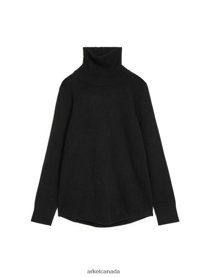 ARKET Clothing 4L826J446 Black Raglan-Sleeve Cashmere Roll-Neck Jumper Women