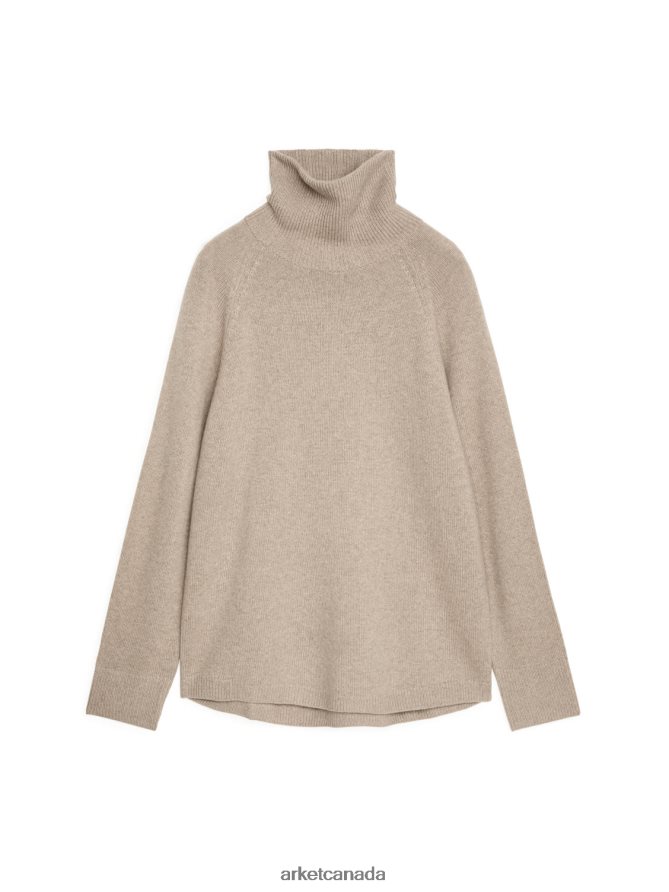ARKET Clothing 4L826J447 Beige Raglan-Sleeve Cashmere Roll-Neck Jumper Women