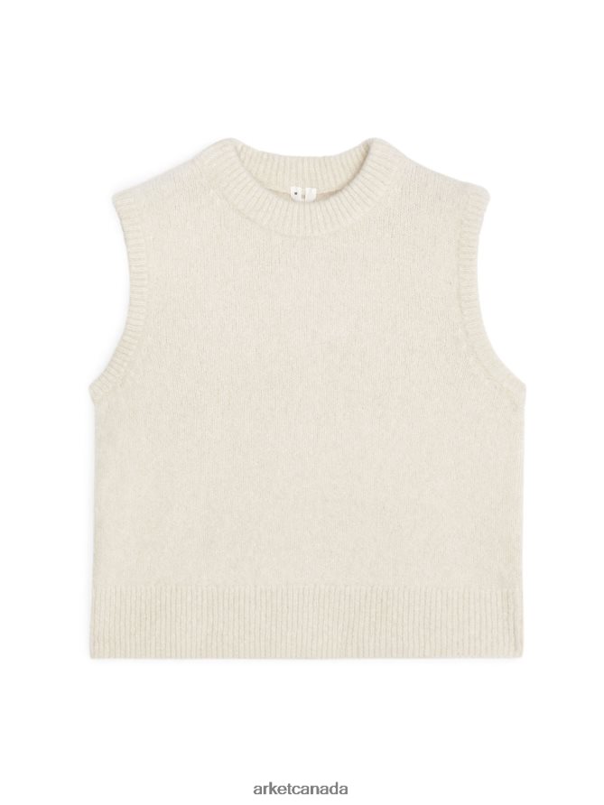 ARKET Clothing 4L826J449 Light Beige Knitted Alpaca Yak Vest Women