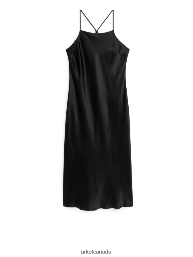ARKET Clothing 4L826J134 Black Silk Slip Dress Women