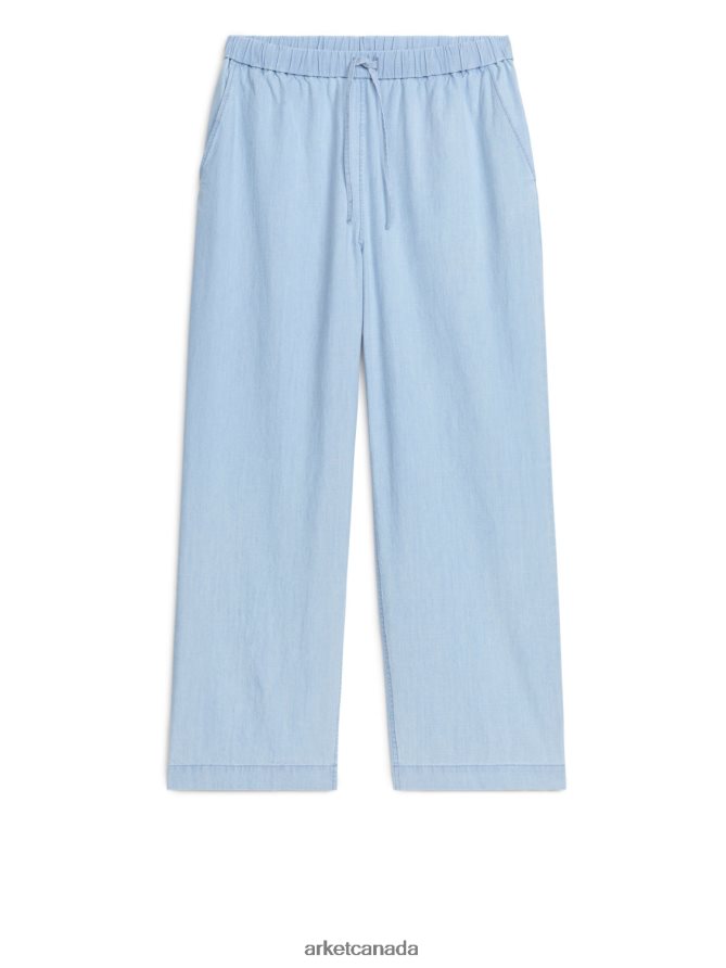 ARKET Clothing 4L826J172 Blue Light Denim Drawstring Trousers Women