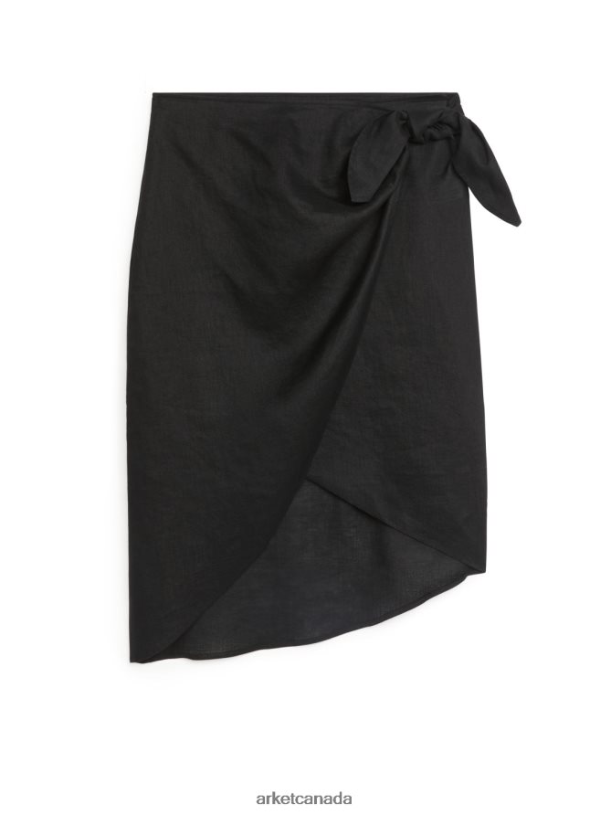 ARKET Clothing 4L826J261 Black Wrap Linen Skirt Women