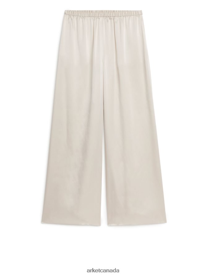 ARKET Clothing 4L826J516 Light Beige Silk Trousers Women