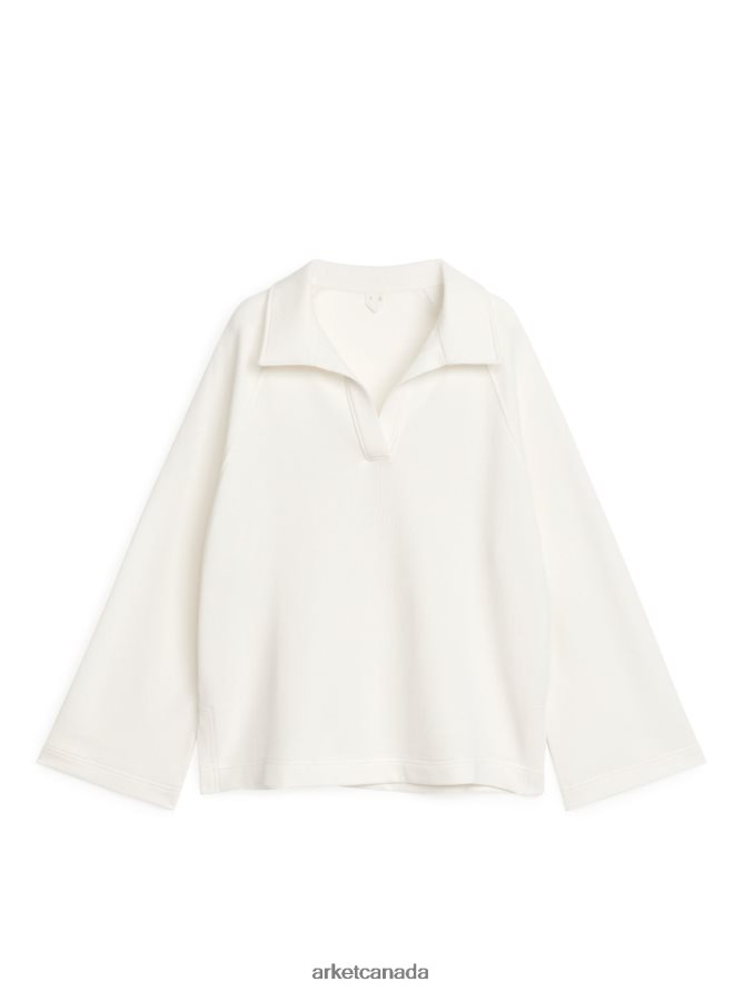 ARKET Clothing 4L826J518 White French Terry Polo Shirt Women