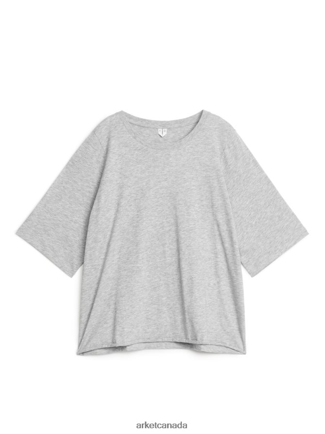 ARKET Clothing 4L826J521 Grey Melange Cotton Pyjama T-Shirt Women