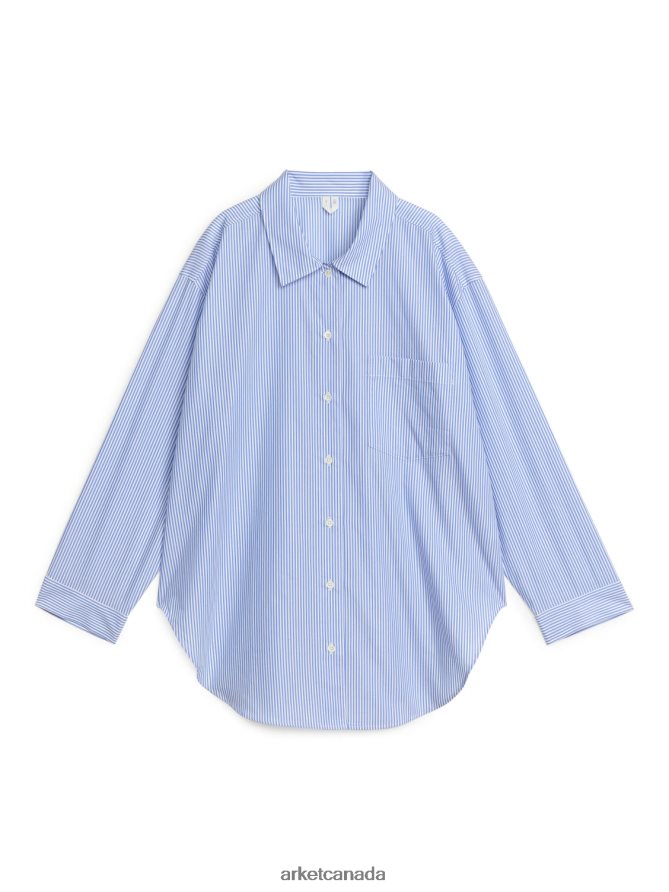 ARKET Clothing 4L826J526 Blue/White Poplin Pyjama Shirt Women