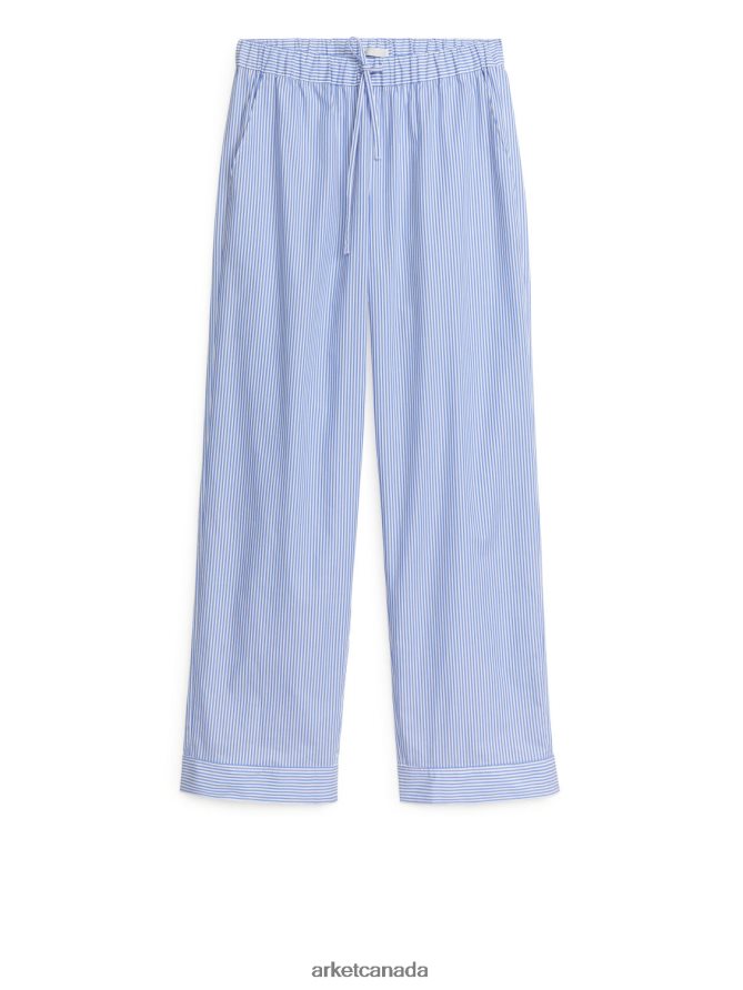 ARKET Clothing 4L826J527 Blue/White Poplin Pyjama Trousers Women
