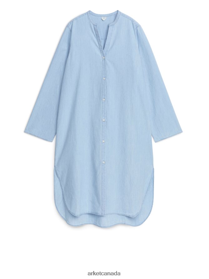 ARKET Clothing 4L826J82 Blue Light Denim Shirt Dress Women