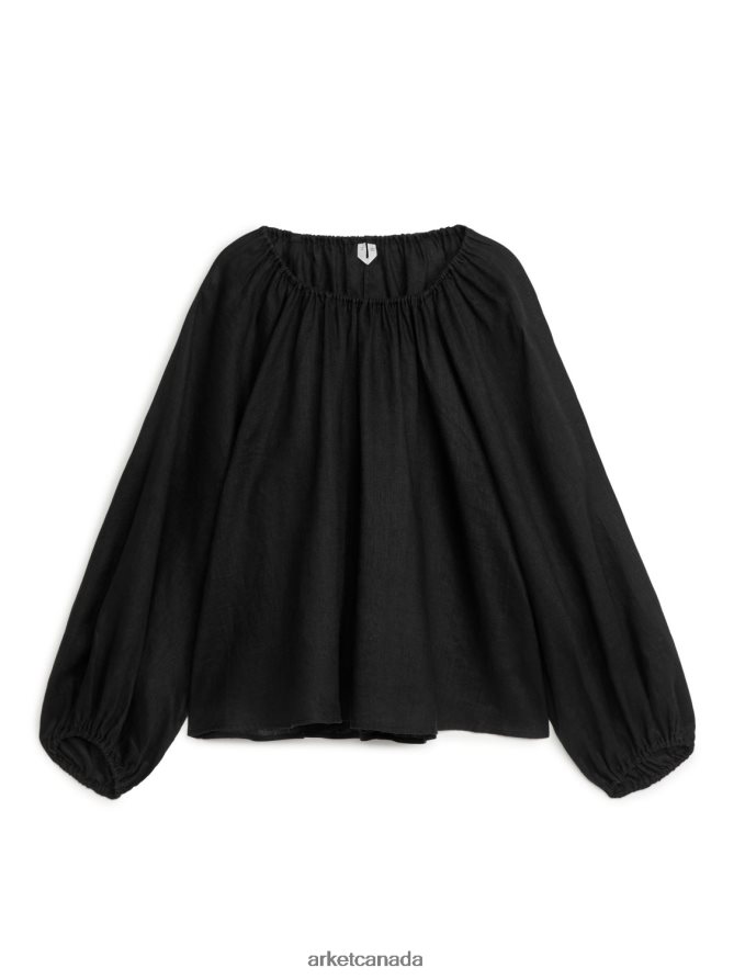ARKET Clothing 4L826J11 Black Voluminous Linen Blouse Women