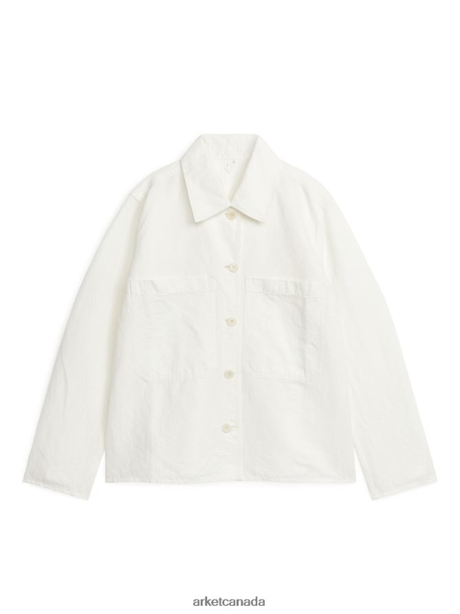 ARKET Clothing 4L826J12 Off White Linen Blend Overshirt Women