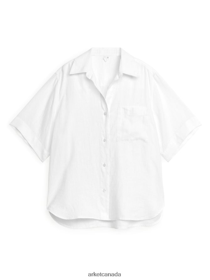 ARKET Clothing 4L826J15 White Linen Resort Shirt Women