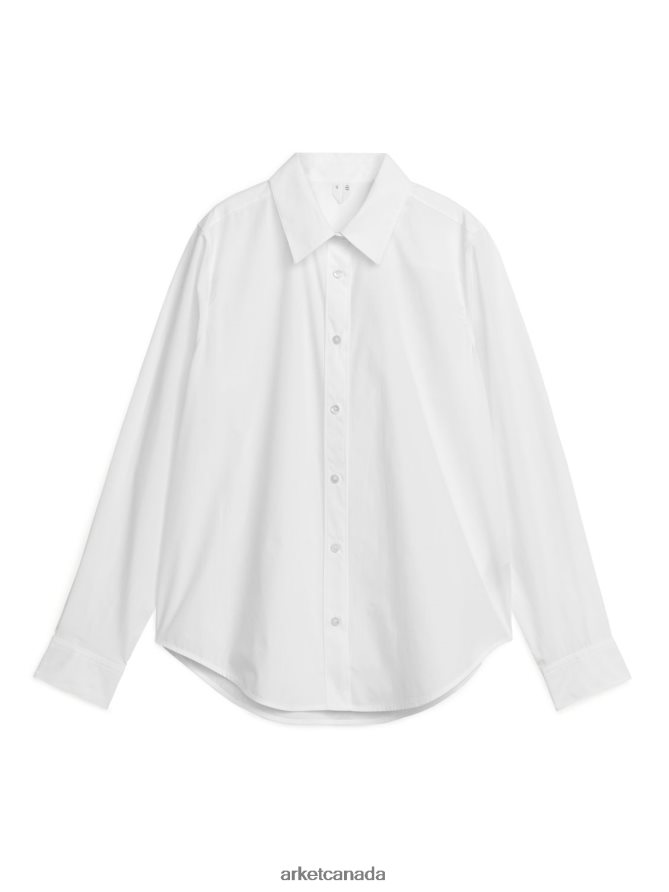 ARKET Clothing 4L826J16 White Straight Cut Poplin Shirt Women