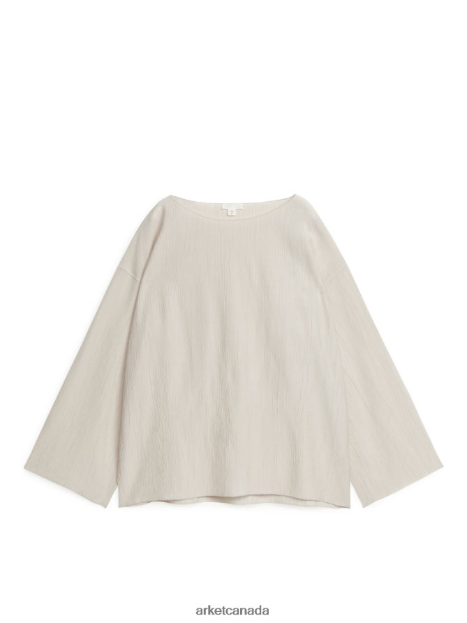 ARKET Clothing 4L826J18 Off White Crinkled Top Women