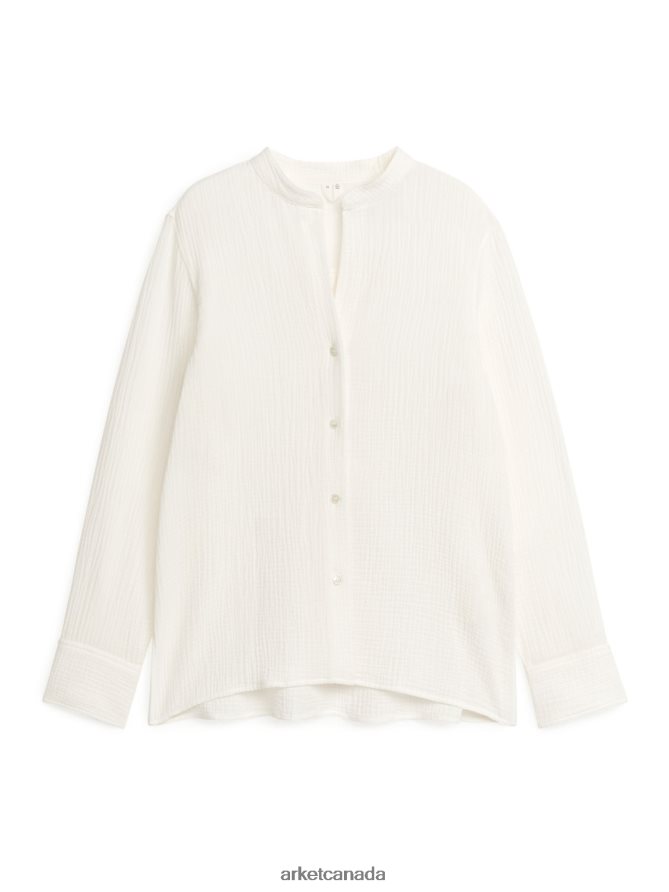 ARKET Clothing 4L826J19 White Crinkle Cotton Shirt Women