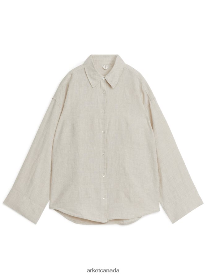 ARKET Clothing 4L826J1 Beige Linen Shirt Women