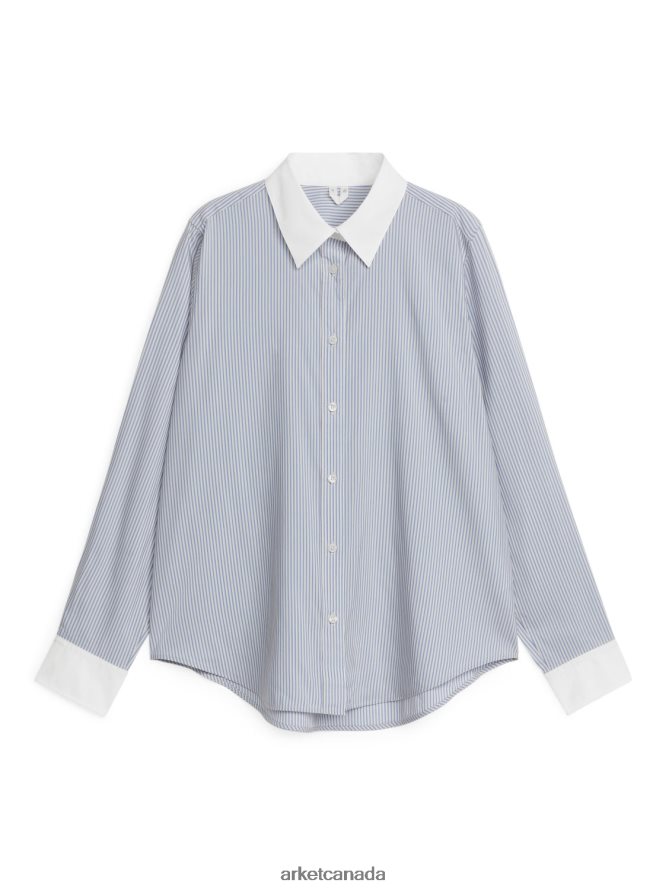 ARKET Clothing 4L826J28 Blue/White Contrast Shirt Women