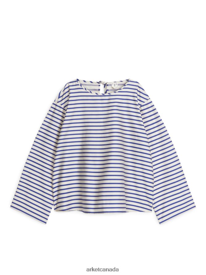 ARKET Clothing 4L826J338 Blue/White Tie-Back Top Women