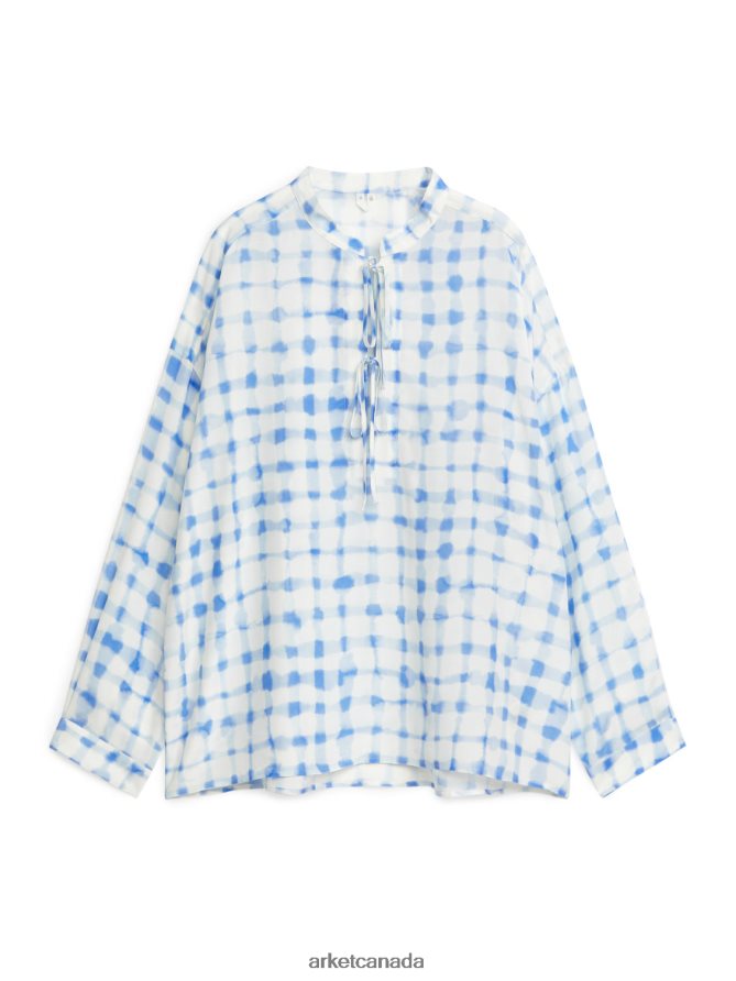 ARKET Clothing 4L826J33 White/Blue Print Blouse Women