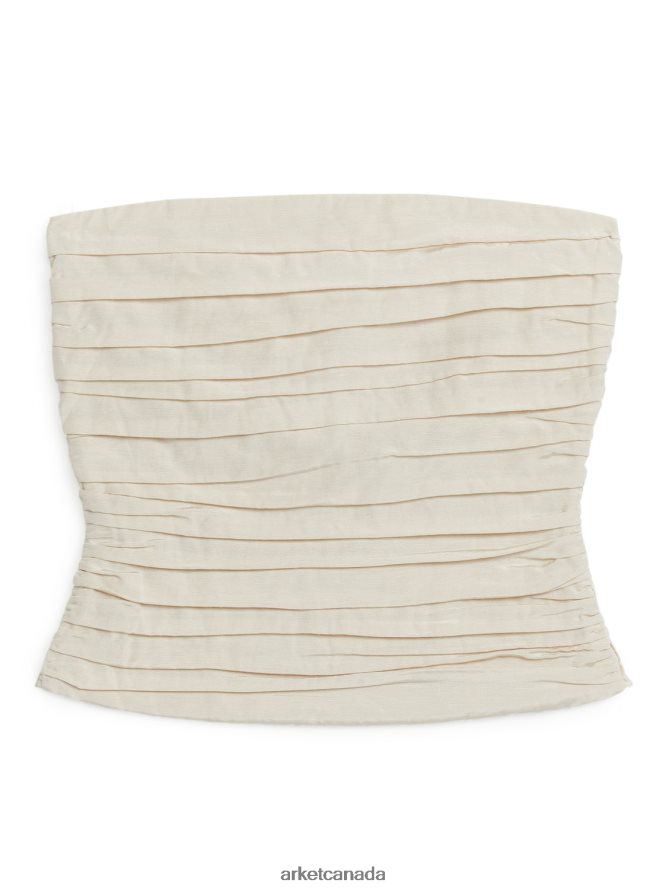 ARKET Clothing 4L826J34 Off White Pleated Tube Top Women