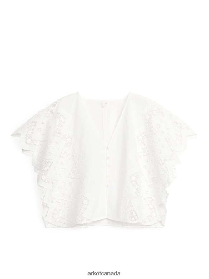 ARKET Clothing 4L826J35 White Broderie Anglais Blouse Women