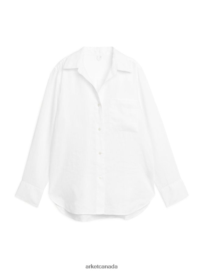 ARKET Clothing 4L826J3 White Linen Shirt Women