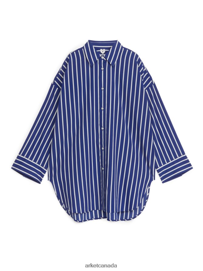 ARKET Clothing 4L826J43 Blue/White Oversized Shirt Women