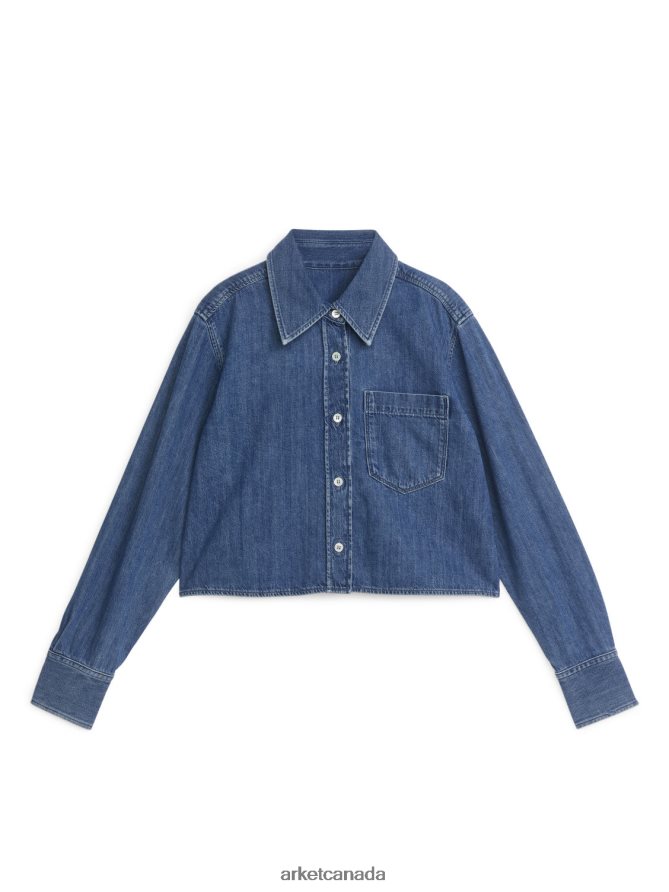 ARKET Clothing 4L826J44 Blue Cropped Denim Shirt Women