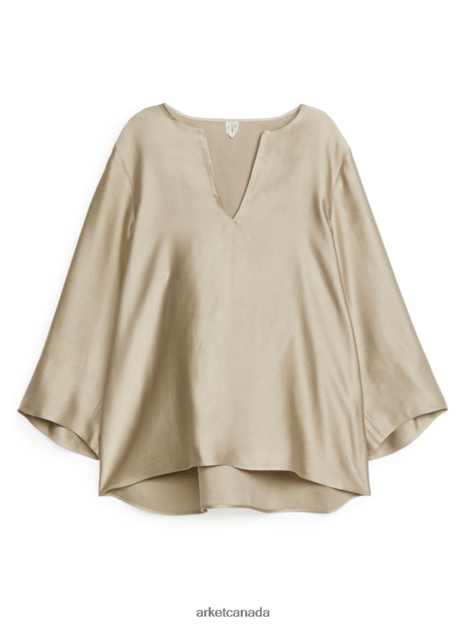 ARKET Clothing 4L826J45 Beige Linen Blend Blouse Women