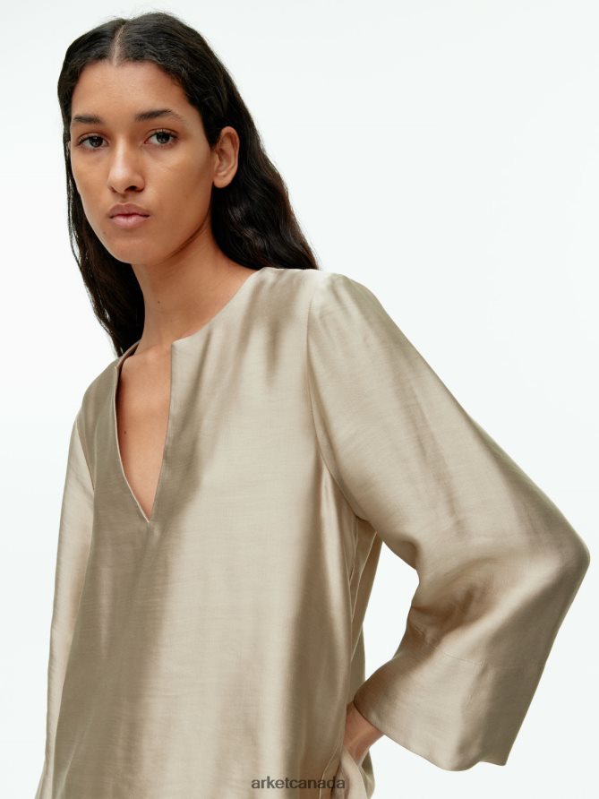 ARKET Clothing 4L826J45 Beige Linen Blend Blouse Women