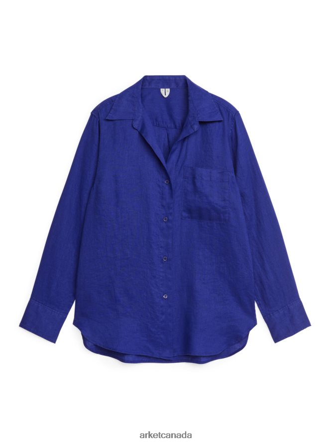 ARKET Clothing 4L826J46 Bright Blue Linen Shirt Women