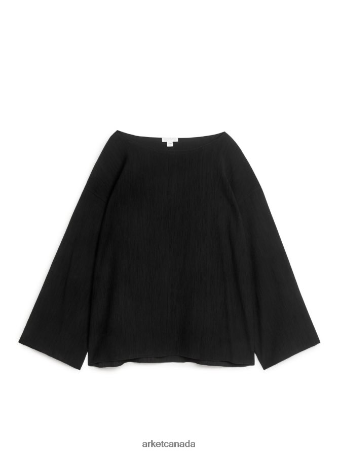 ARKET Clothing 4L826J47 Black Crinkled Top Women