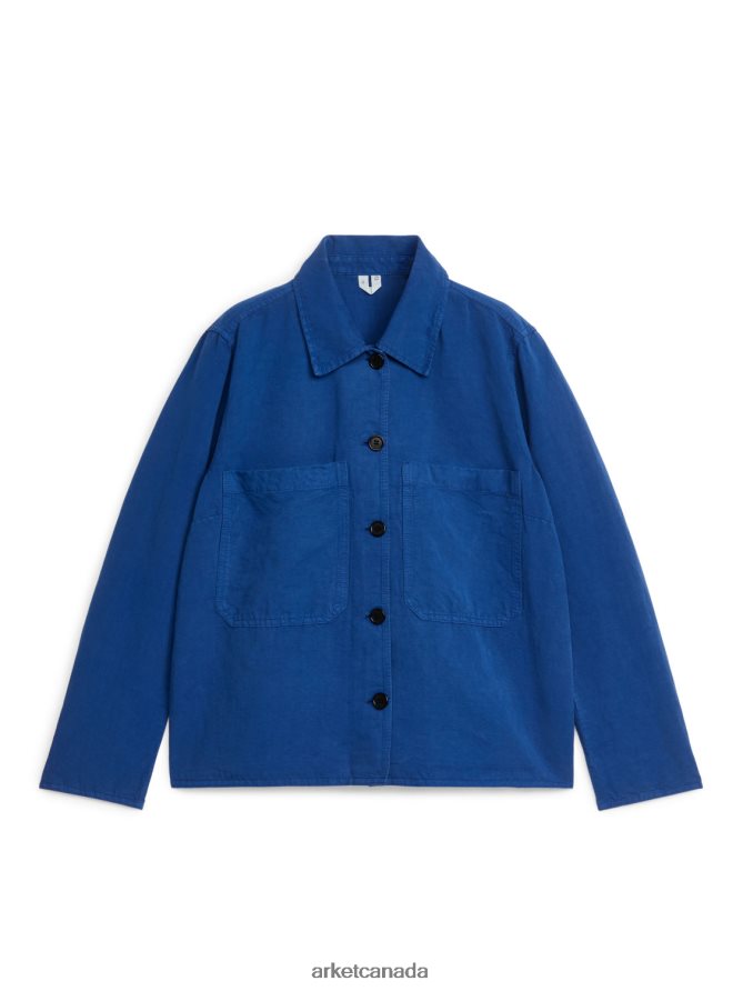 ARKET Clothing 4L826J48 Bright Blue Linen Blend Overshirt Women
