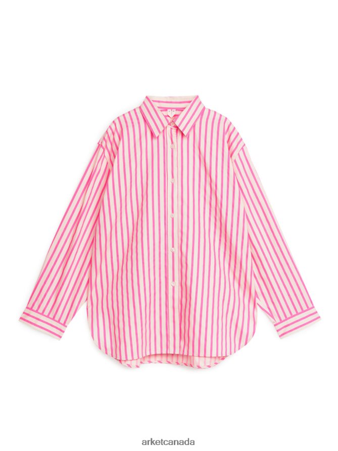 ARKET Clothing 4L826J51 Pink/White Relaxed Poplin Shirt Women