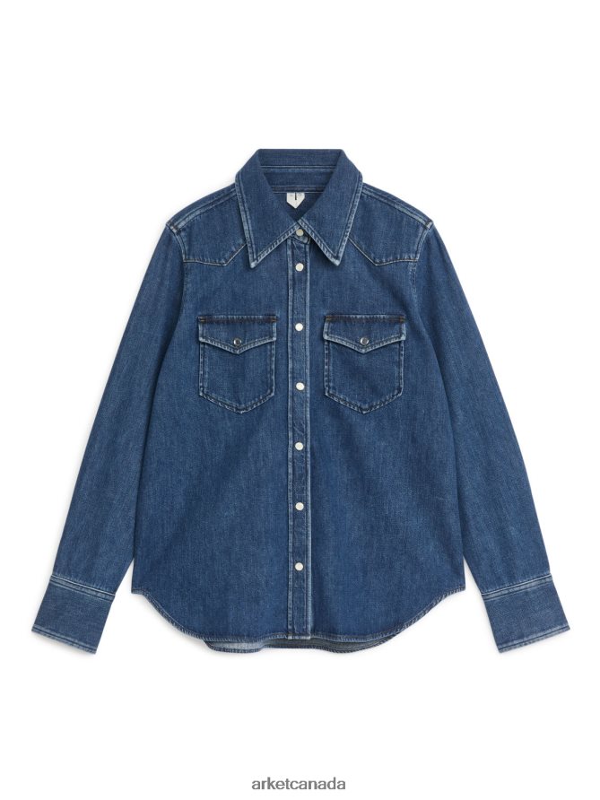 ARKET Clothing 4L826J52 Blue Denim Shirt Women