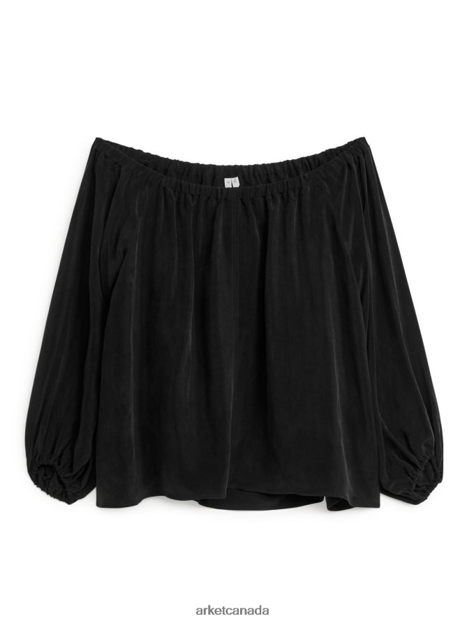 ARKET Clothing 4L826J53 Black Off-Shoulder Cupro Top Women
