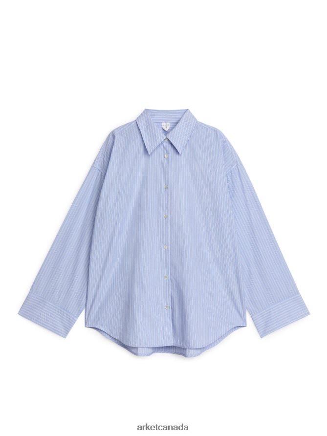 ARKET Clothing 4L826J54 Blue/White Oversized Poplin Shirt Women