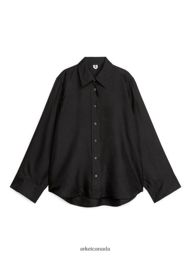 ARKET Clothing 4L826J55 Black Silk Twill Shirt Women
