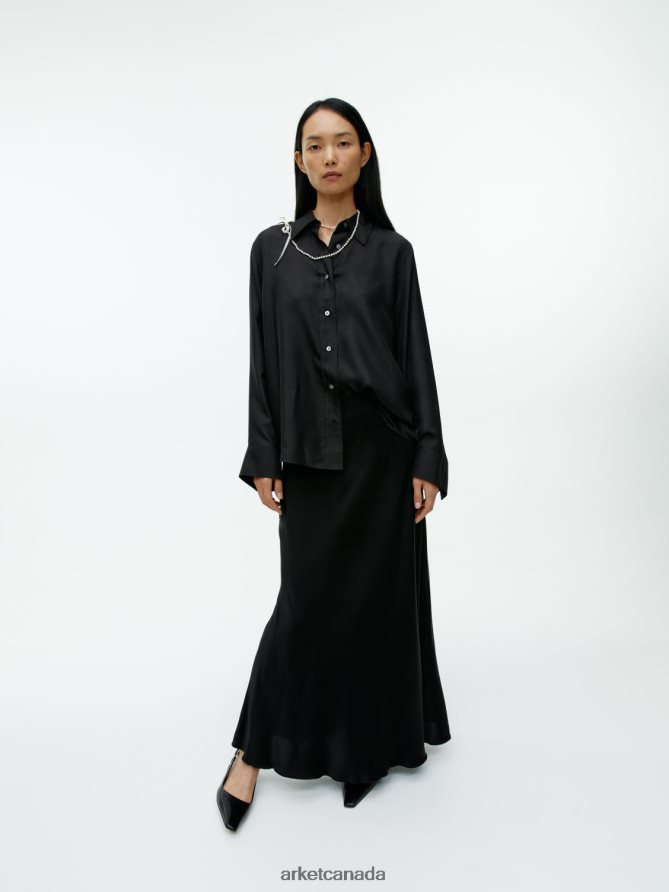 ARKET Clothing 4L826J55 Black Silk Twill Shirt Women