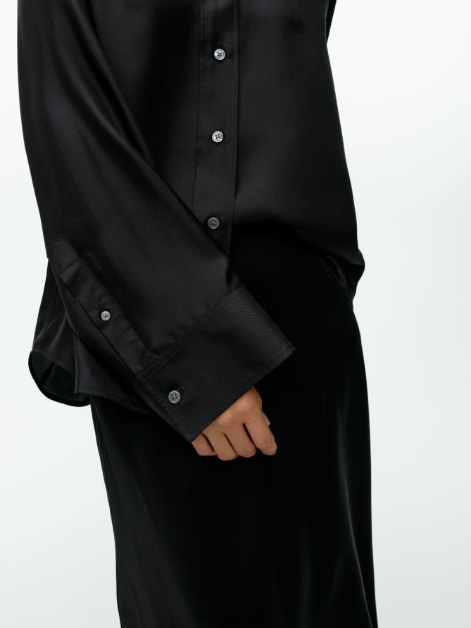 ARKET Clothing 4L826J55 Black Silk Twill Shirt Women