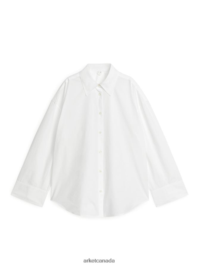 ARKET Clothing 4L826J5 White Relaxed Poplin Shirt Women