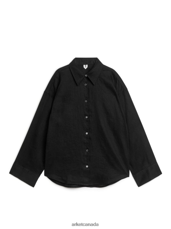 ARKET Clothing 4L826J64 Black Linen Shirt Women
