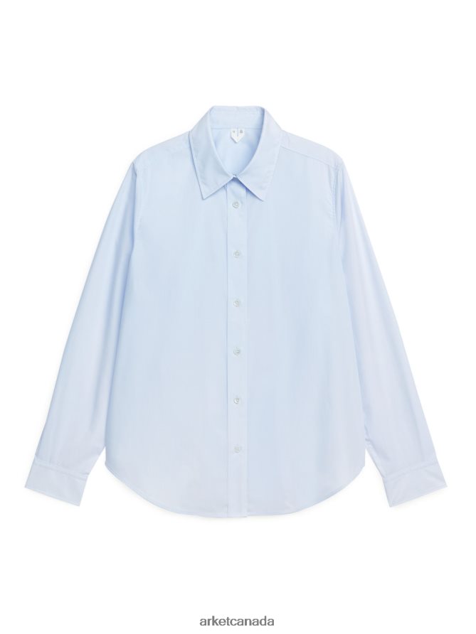 ARKET Clothing 4L826J66 Light Blue Straight Cut Poplin Shirt Women