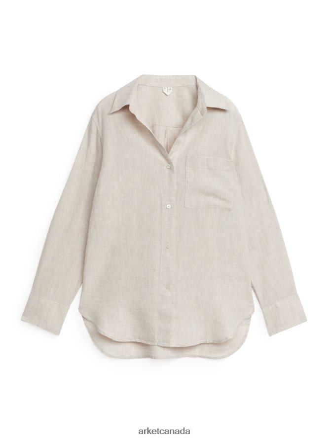 ARKET Clothing 4L826J7 Light Beige Linen Shirt Women
