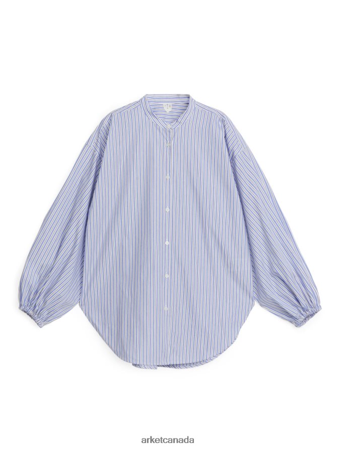ARKET Clothing 4L826J9 Blue/White Relaxed Cotton Shirt Women