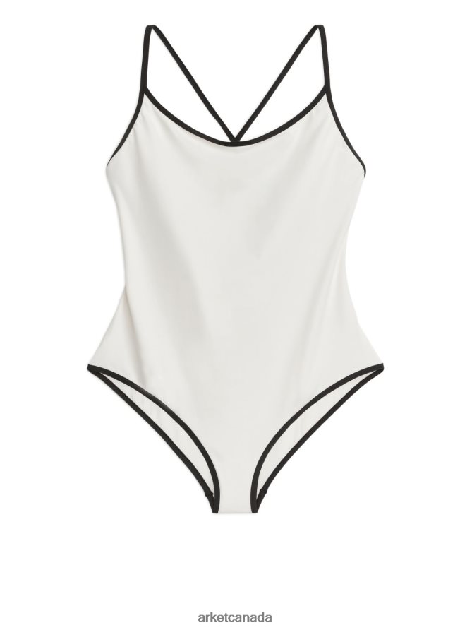 ARKET Clothing 4L826J584 Off White/Black Matte Swimsuit Women