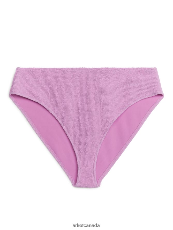 ARKET Clothing 4L826J590 Pink Mid Waist Crinkle Bikini Bottom Women