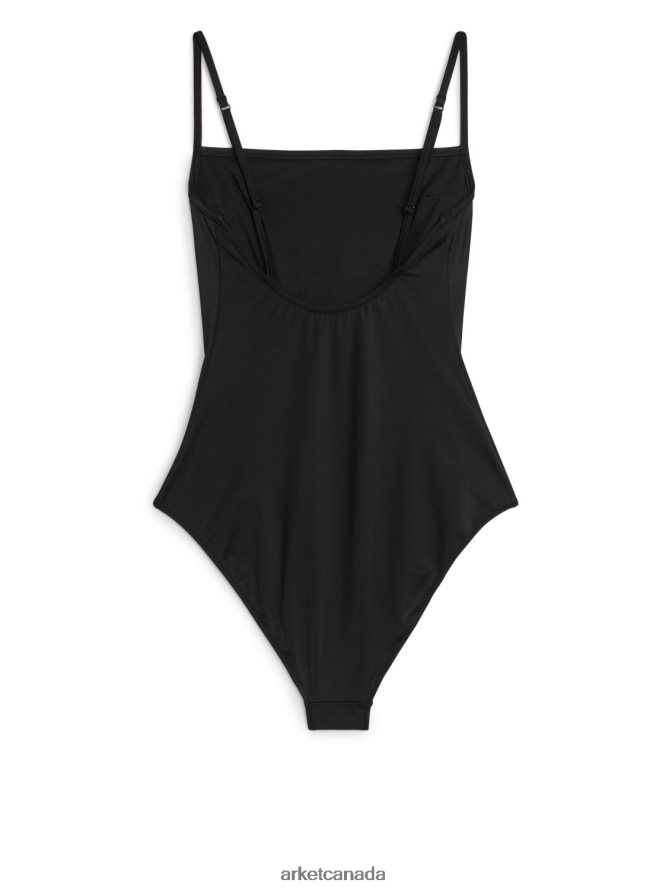 ARKET Clothing 4L826J591 Black Square-Neck Swimsuit Women